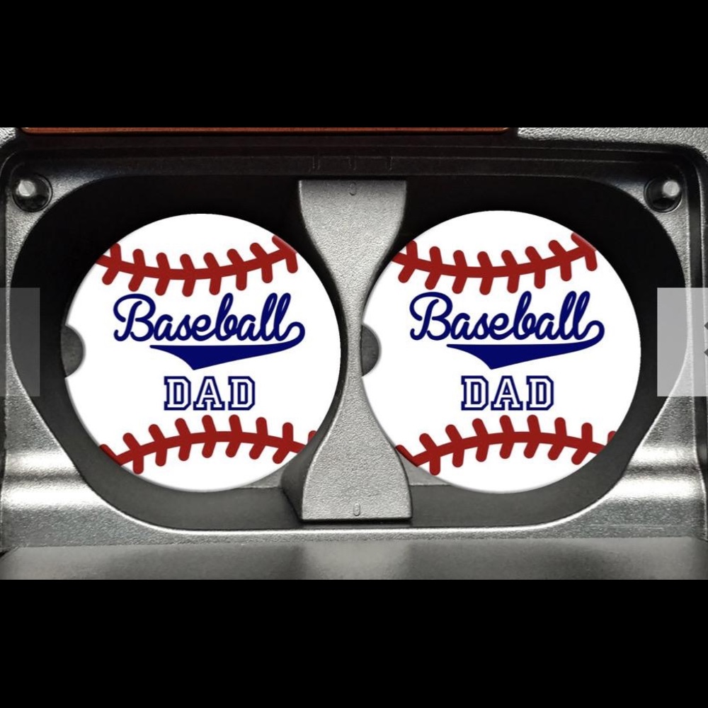 Ceramic baseball dad car coaster